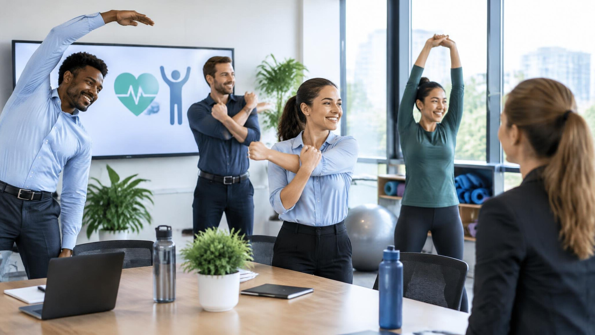healthy employees in office