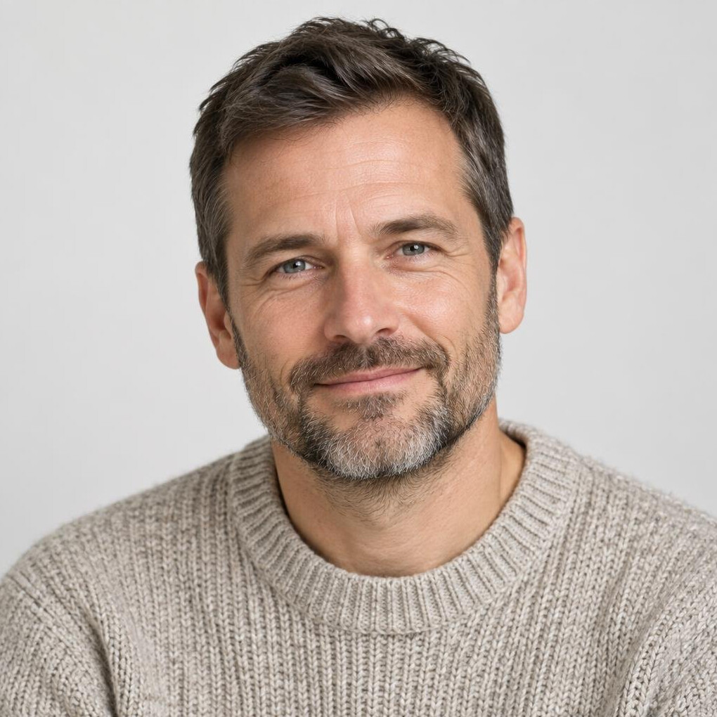 Studio portrait of a Slovenian male mental health counselor